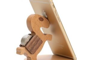 Support téléphone créatif en bois de hêtre