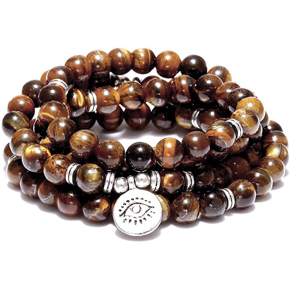 Bracelet d'Oeil de Tigre Collier 108 Buddha – Image 7
