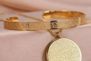 Collier disque arabe en acier inoxydable Bracelet