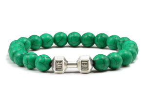 Bracelet d'haltères en alliage électrolytique noir Turquoise