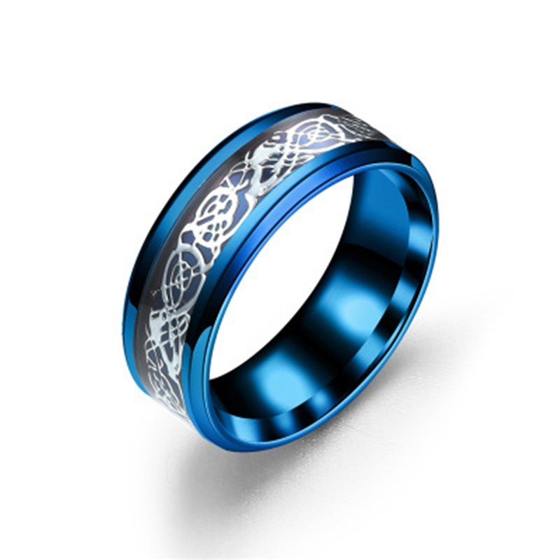 Bague dragon en acier titane