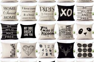 Taie d'oreiller d'intérieur noir et blanc