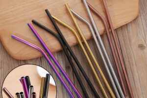 Pailles colorées réutilisables en acier inoxydable