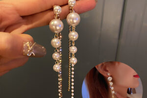 Boucles d'oreilles longues en perles