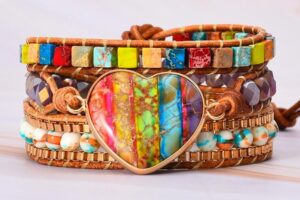 Bracelet tissé à la main en pierre impériale naturelle