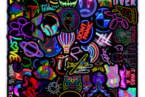 50 Nouveaux Autocollants Néons