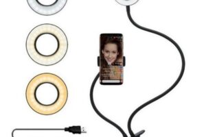 Anneau lumineux LED Selfie pour Live Lumière de maquillage ajustable - Support 8cm